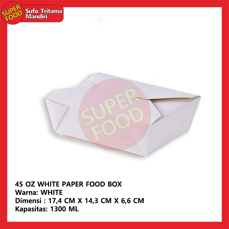 45 OZ WHITE PAPER FOOD BOX